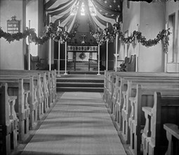Church interior, empty pews ca.  between 1918 and 1920