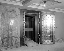 District National Bank, interior, large safe ca.  between 1918 and 1928