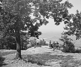 Visitors observing view at Chickamauga and Chattanooga National Military Park ca.  between 1918 and 1920