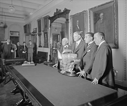 Herbert Hoover receiving trophy from King of Spain ca.  between 1918 and 1928