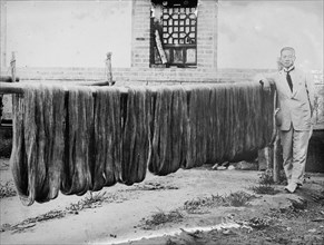 Silk Manufacturing in China. Drying and throwing the silk fiber and preparing the warp and weft for weaving ca.  between 1918 and 1921