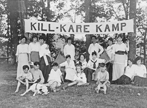 Campers pose for group photo at Kill-Kare Kamp ca. 1909