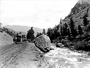 Along the Gardiner River, Yellowstone National Park. Seen only by tourists going via Gardiner Gateway ca. 1909