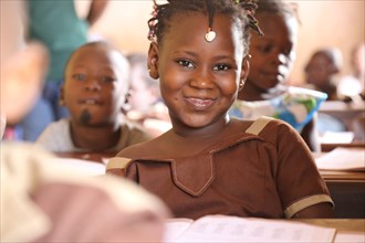 Smiling school student in Darsalam School in Bamako ca. 10 May 2017