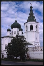 Trinity Monastery, Church of Saints Peter and Paul, with bell tower (1727-55), northeast view, Tiumen', Russia 1999.