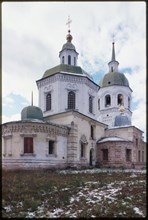 Monastery of the Transfiguration of the Savior, Church of the Transfiguration (1750s), northeast view, Eniseisk, Russia; 1999