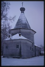 Log Church of the Epiphany (1787), east view, Oshevensk, Russia 1999.