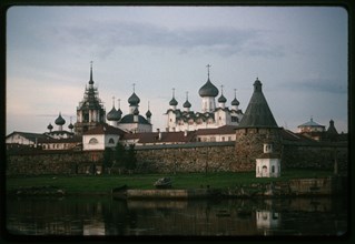 Monastery of the Transfiguration of the Savior (16th-19th centuries), southwest view, late evening, Solovetskii Island, Russia; 1999