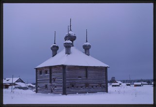 Log Church of the Transfiguration (1679, 1717), southeast view, Izhma village, Russia 1998.