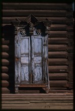 Log house (Banzarov Street, late 19th century), window detail, Ulan-Ude, Russia; 2000