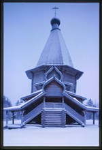 Church of St. George, from Vershina village (Verkhnetoima Region) (1672), west view, reassembled at Malye Korely Architectural Preserve, Russia 1998.