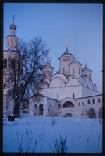 Savior-Prilutskii Monastery, Cathedral of the Savior (1537-42), west view, with bell tower, Vologda, Russia 1997.