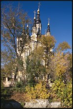 Church of the Resurrection (1798), southeast view with fall foliage, Tomsk, Russia; 1999