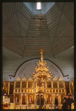 Old Believer Church of the Trinity (around 1907), interior, view east with icon screen, Tomsk, Russia; 1999