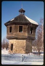 Twentieth-century replica of log stockade tower at Stroganov compound, Sol'vychegodsk, Russia 1998.