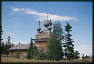 Church of Saints Peter and Paul (1637), with 19th-century vestibule, southeast view, Virma, Russia; 2000