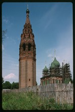 Bell tower at Korovniki (1680s), southwest view, Yaroslavl, Russia; 1994