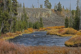 Gardner River and Sheepeater Cliff in Yellowstone National Park; Date: 28 September 2012