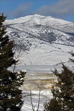 Canary Springs and Sheep Mountain in Yellowstone National Park; Date: 18 December 2012