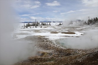 West Thumb Geyser Basin in winter in Yellowstone National Park; Date: 26 February 2015