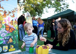 Ojai, Calif. (March 18, 2017) - Visitors color seed packets to hold native pollinator seeds during an event at the Libbey Bowl celebrating women in science