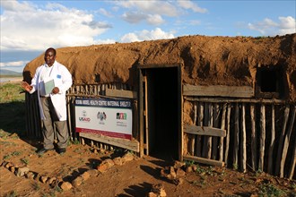 Boaz Nyongesa facility in charge of Kisima model health center in Kenya. The maternal shelter has increased the number of skilled births at the facility ca. 14 April 2015