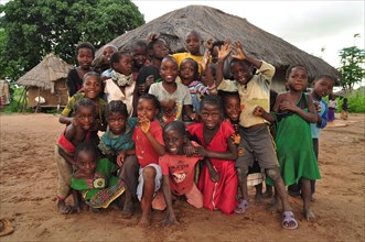 A group of Zambian children near the Zumwanda Rural Health Centre, Zambia ca. 2 March 2017