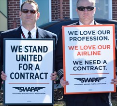 Southwest Airlines Pilots  upset over having no contract protest outside Love Field in Dallas, TX, USA (Brian Humek February 3,2016)