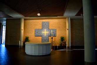 Interior of a catholic church on the campus of the University of Dallas in Irving, TX
