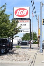 An IGA Grocery Store sign in Tuscola, Illinois