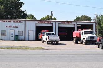 Fire trucks from the Terral, Oklahoma fire department
