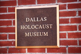 Plaque outside the Dallas Holocaust Museum