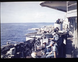 Crews of a US battleship, 1944