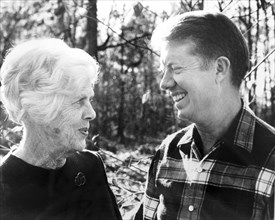 President Jimmy Carter poses with his mother