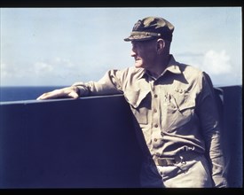 Vice Admiral John S. McCain on the bridge of his flagship