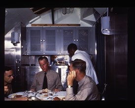Officers eating in the submarine's wardroom, 1943