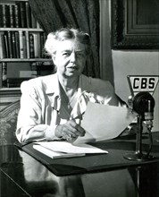 Eleanor Roosevelt at age 60 making a radio address - October 11, 1944