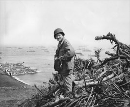 Joe Rosenthal on top of Mt. Suribachi, Iwo Jima