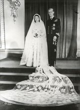 Wedding portrait of Princess Elizabeth and Philip Mountbatten