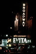 A view of the neon lights of Broadway