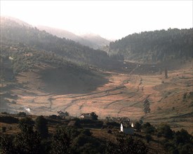 A long shot of a valley in an area near 'Gator' Site, Bosnia-Herzegovina.