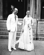 1936 wedding photo outside of a church