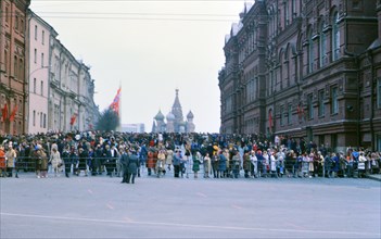A crowd gathered in Red Square in Moscow