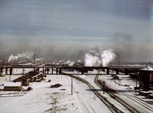 A general view of a classification yard at C & NW RR's Proviso yard