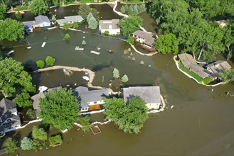 Aerial view of Missouri River flooding