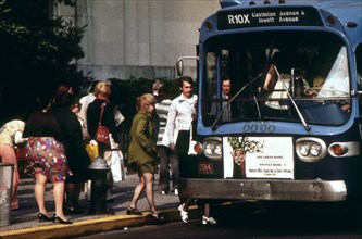 Boarding a Bus in the Finance District of Lower Manhattan May 1973