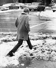 Boy Crossing Slushy Street November 1966