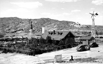 Building with Cars and Windmills ca 1938