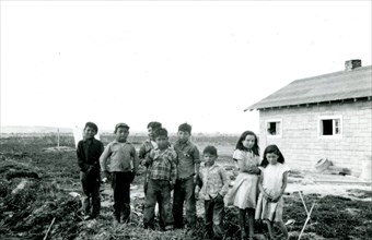 Children in Front of Cabin ca 1948