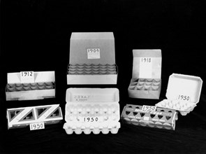 Different styles of egg cartons